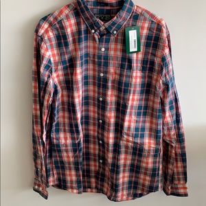 Rye Long Sleeve Button Down Slim Fit - coral plaid